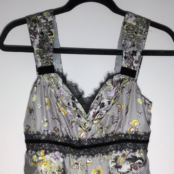 Nanette Lepore Womens Vintage 100% Silk Sweetheart Neck Dress, Floral, Size 0 - Picture 4 of 8